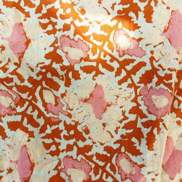 C&C California Orange Pink Floral Print Linen Pants Womens Size M - Picture 3 of 7